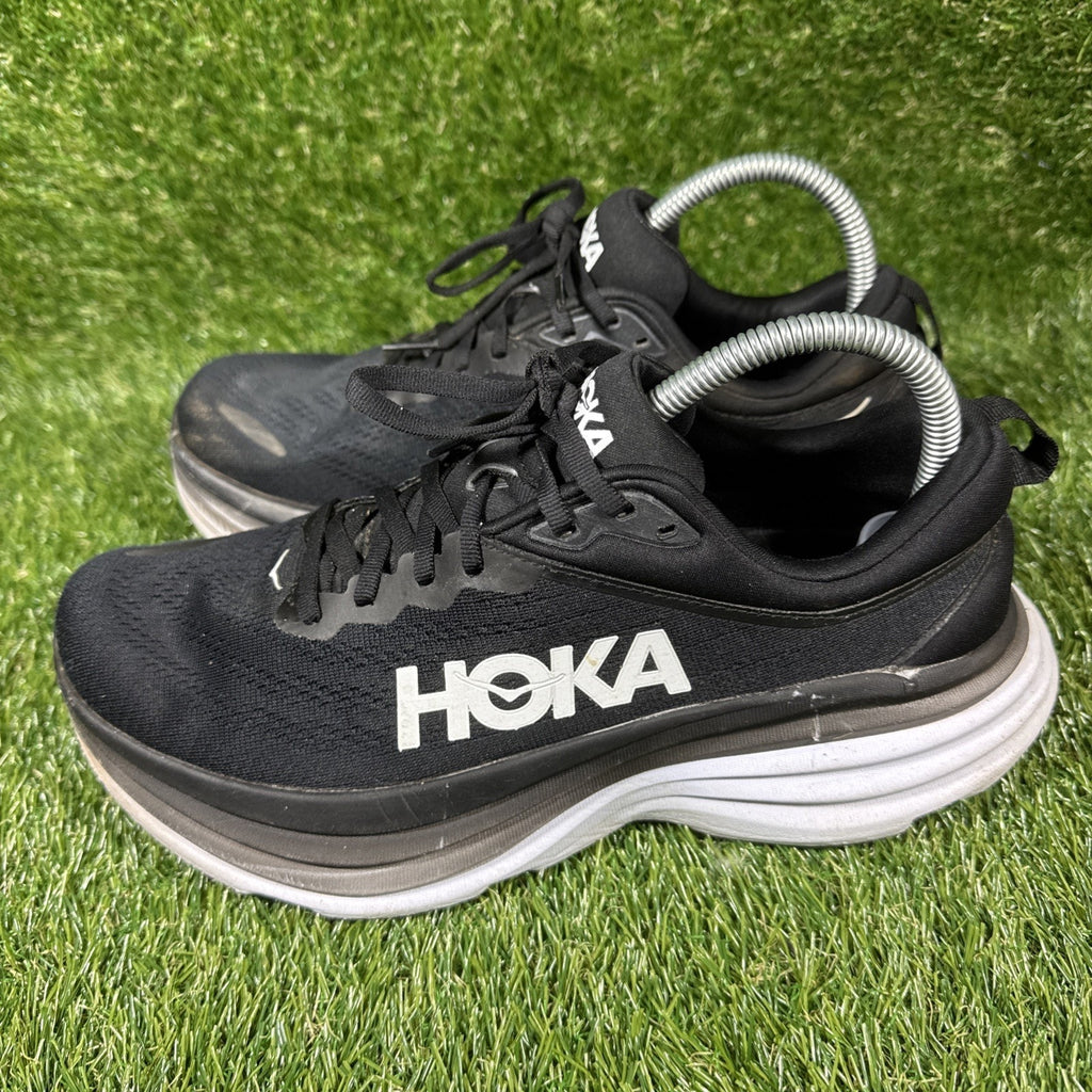 Hoka One One Bondi 8 Shoes Mens Size 8.5 Black Running Sneakers 1123202 BWHT