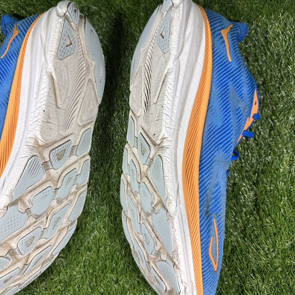 Hoka One One Clifton 9 Athletic Running Shoes Blue/Orange, Men's Size 16D