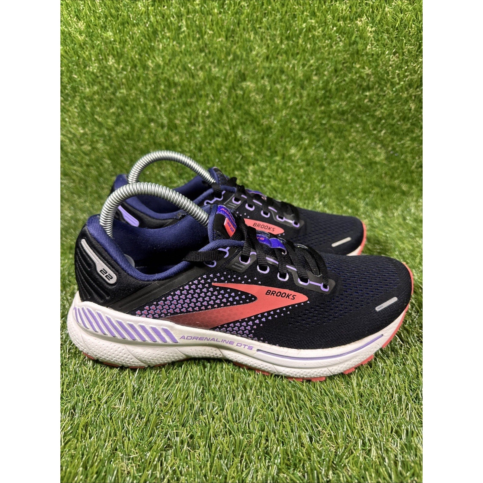 Brooks Adrenaline GTS 22 Women 8.5 Shoe Black Purple Running Sneaker 1203531B080