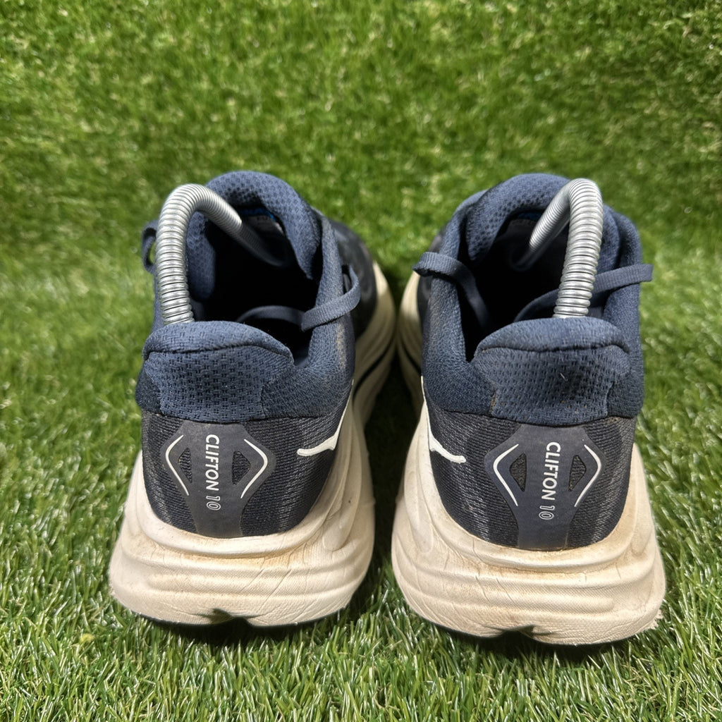 Hoka One One Trainers Mens Size US 7.5 Clifton 10 Navy White Road Running Shoes