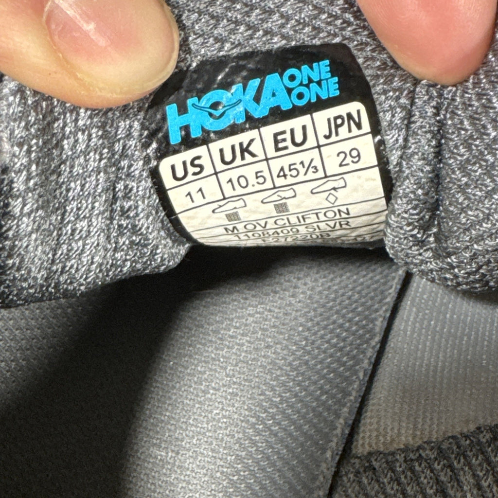 Mens Hoka One One CLIFTON 4 OV OUTDOOR VOICES SILVER GRAY 1108409 SLVR SZ 11