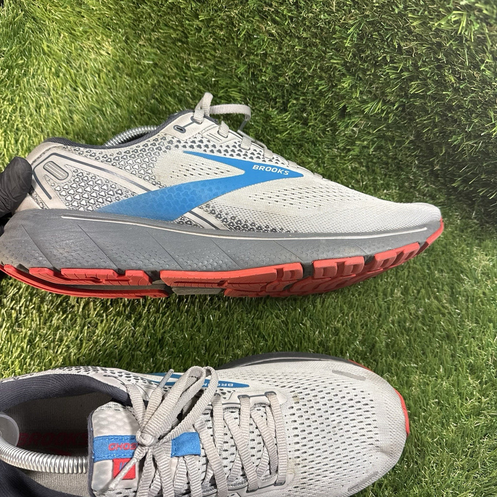 Brooks Ghost 14 Men Size 12.5 Gray Blue Gym Running Shoe Comfort Walking Sneaker