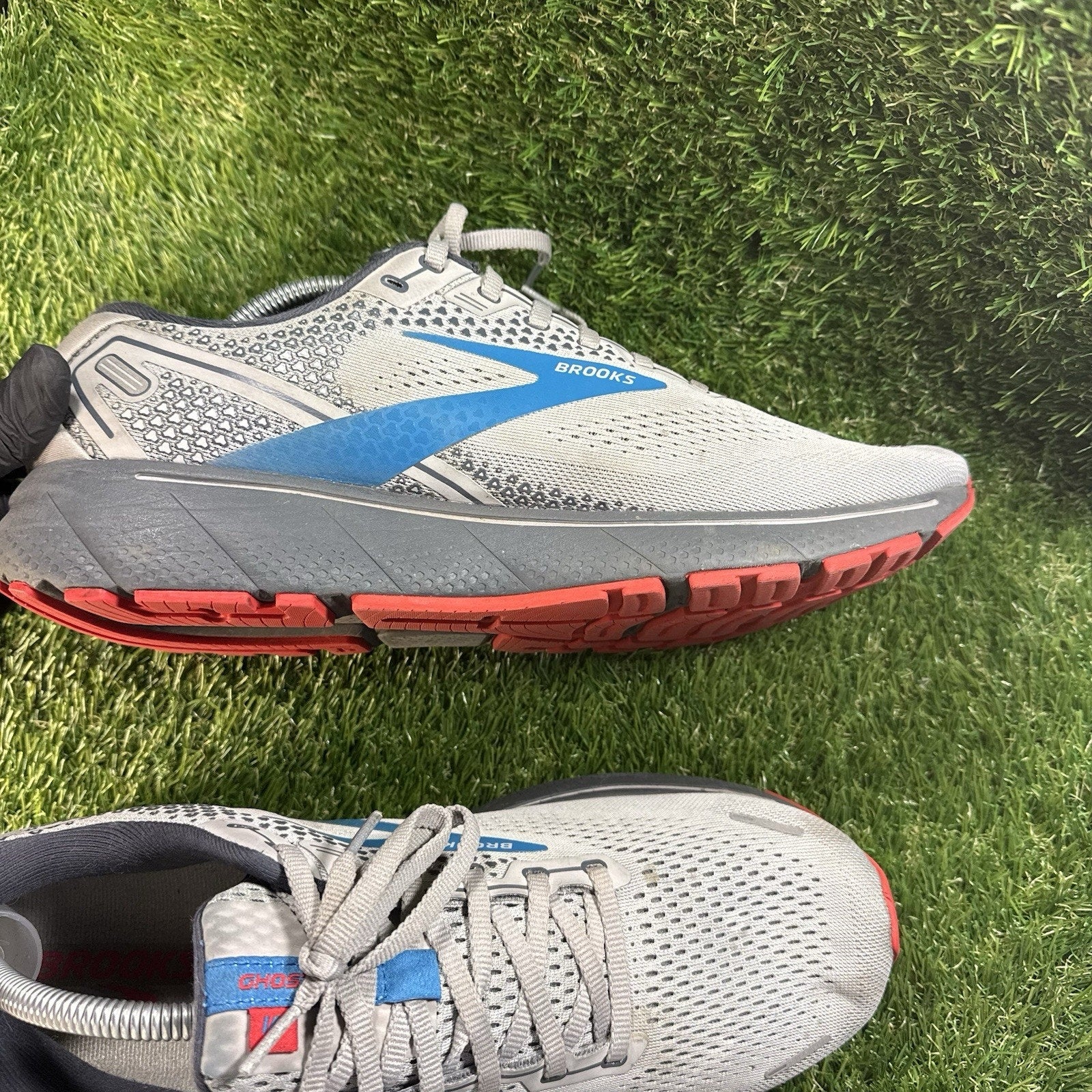 Brooks Ghost 14 Men Size 12.5 Gray Blue Gym Running Shoe Comfort Walking Sneaker