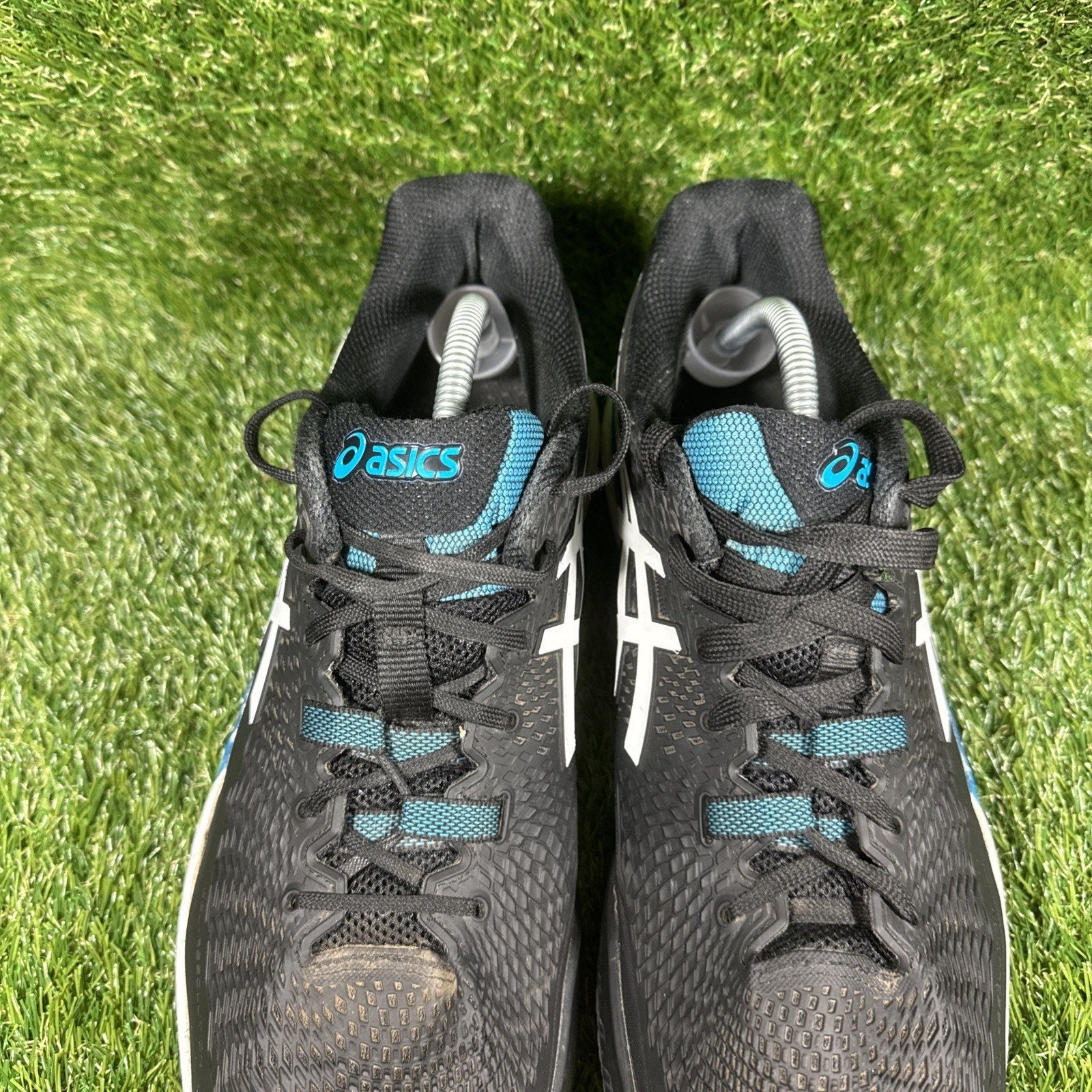 Asics Gel-Resolution 11.5 Black White Blue Tennis Synthetic Sneakers Shoes WOW!