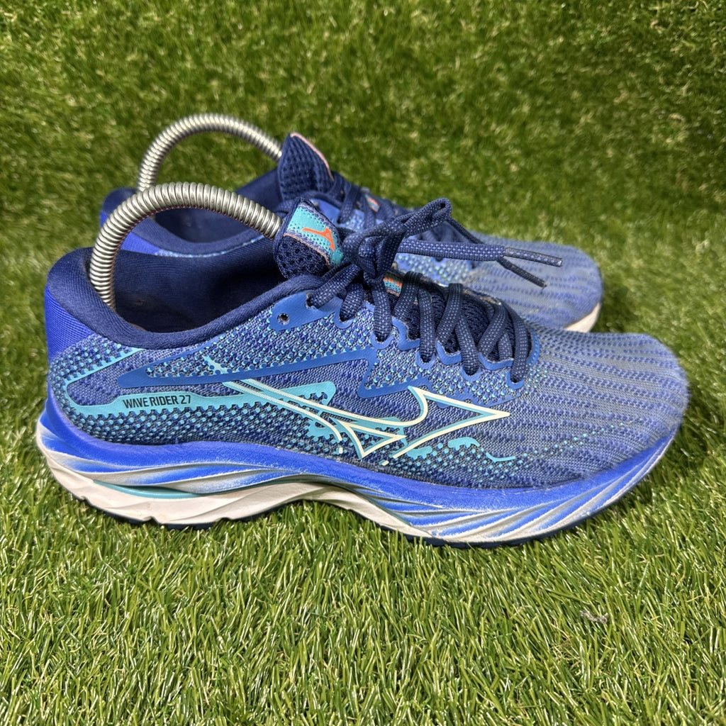 Mizuno Women Wave Rider 27 Blue Running Shoes Sneakers Size 8.5