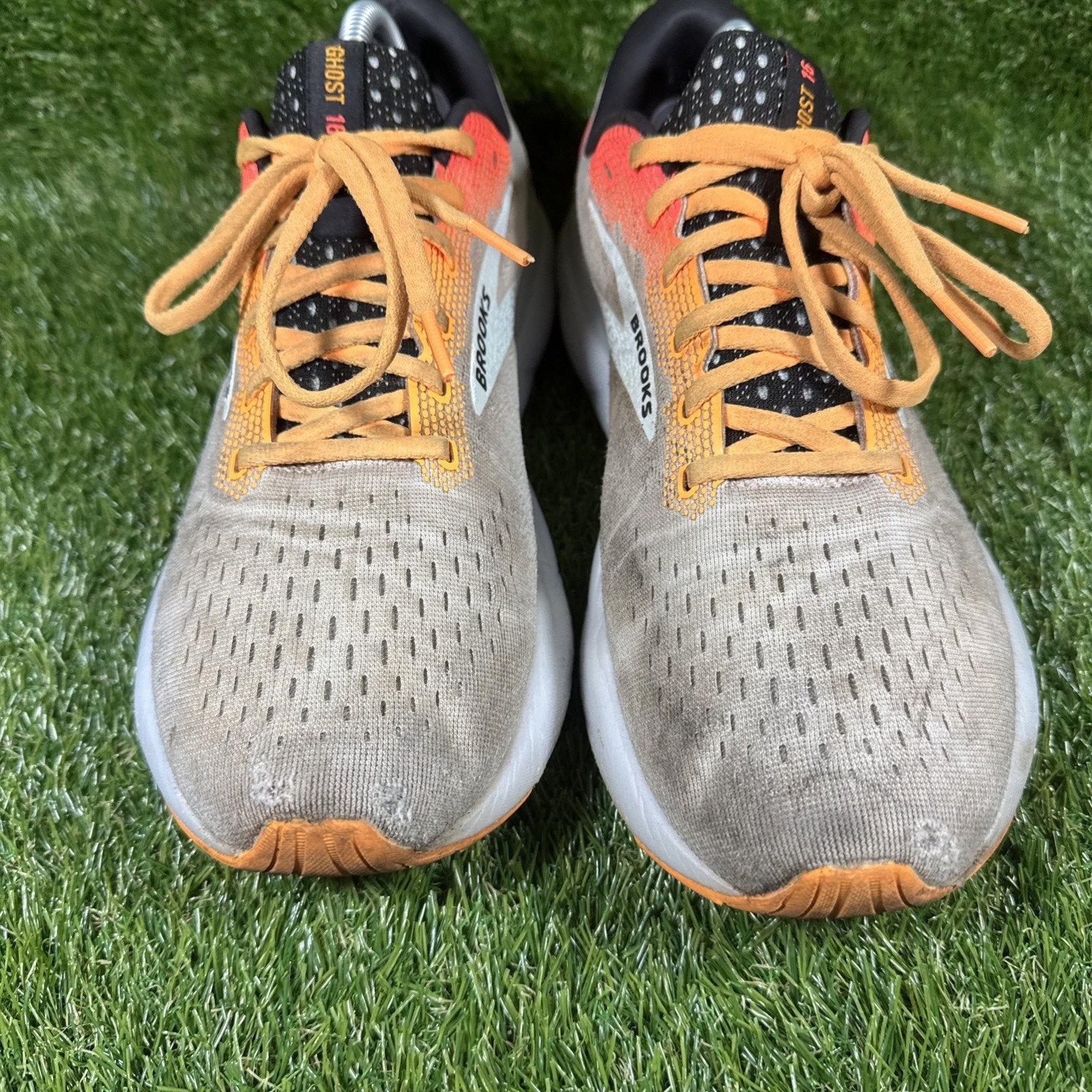 Brooks Ghost 16 Mens 10.5 Running Shoes Athletic Sneakers Coral White Orange 2