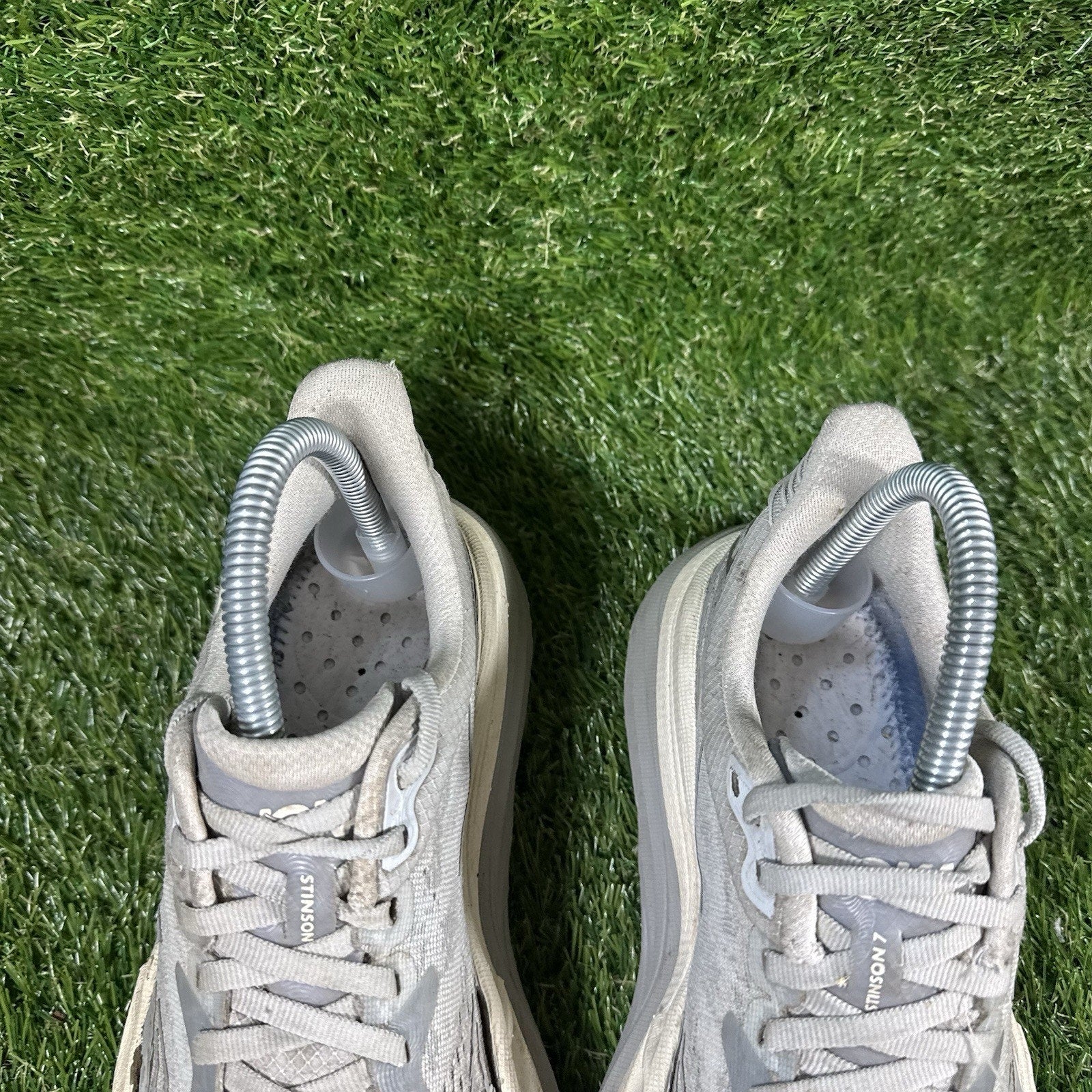 Hoka One One Women Size 6B Stinson 7 Trail Running Sneaker Grey/Silver/White