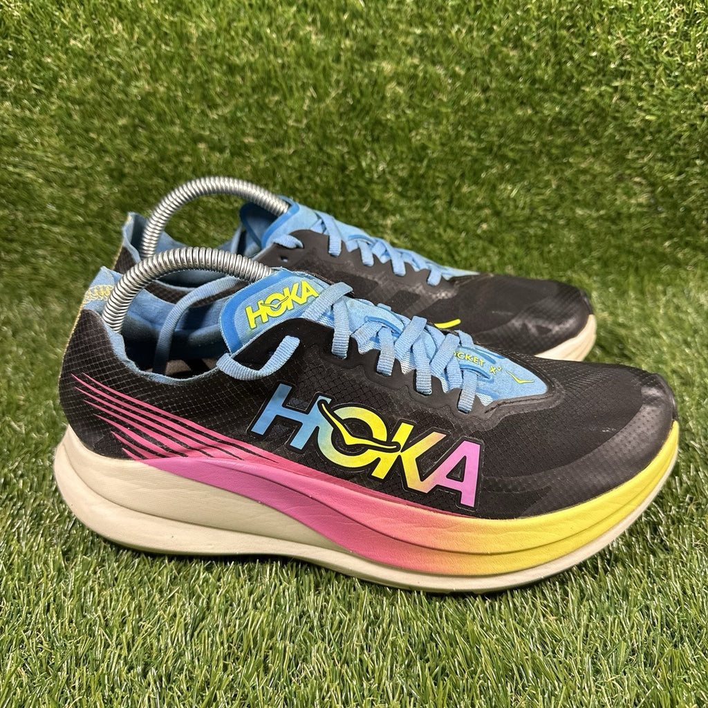 HOKA Rocket X 2 Men's Size 9 Women 10 Carbon Plated Racing Shoes Black Rainbow