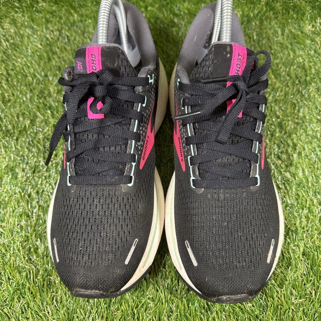Womens Size 8.5D Wide Brooks Ghost 14 Shoes Black Pink Athletic Running Sneakers