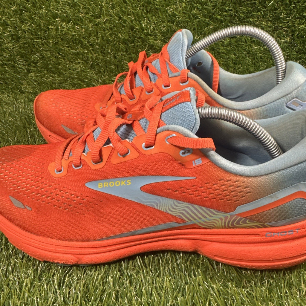 Brooks Men's Ghost 15 Running Sneakers Orange Blue Athletic Shoes Size 10.5