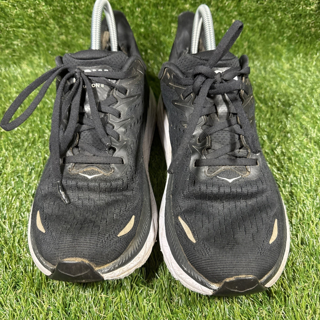 Hoka One One Clifton 8 Womens Size 10B Black White Running Sneakers Shoes