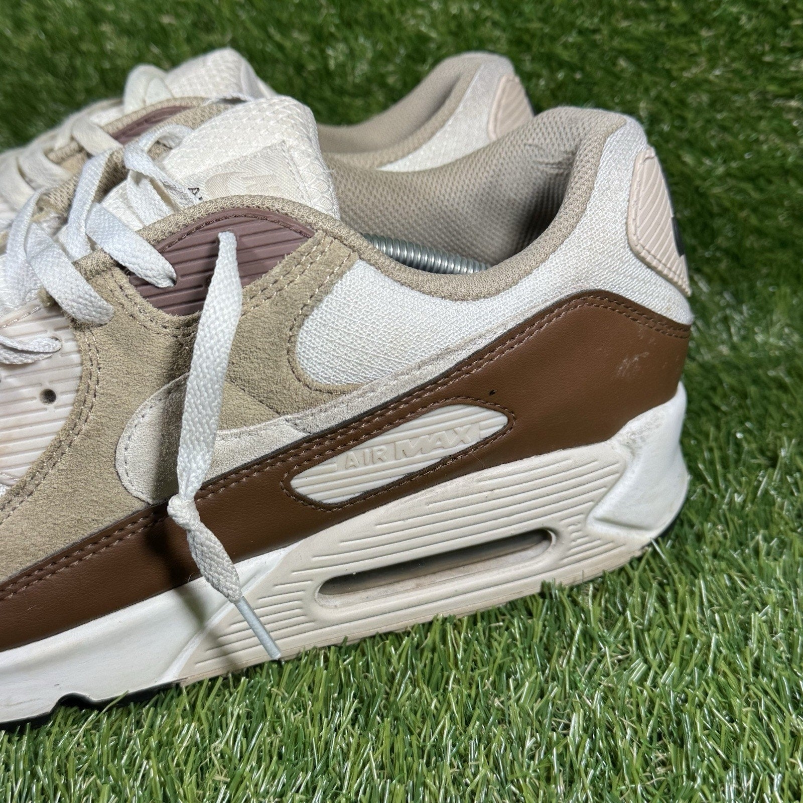 Nike Men's Air Max 90 Brown Suede Lace-Up Shoes Size 14