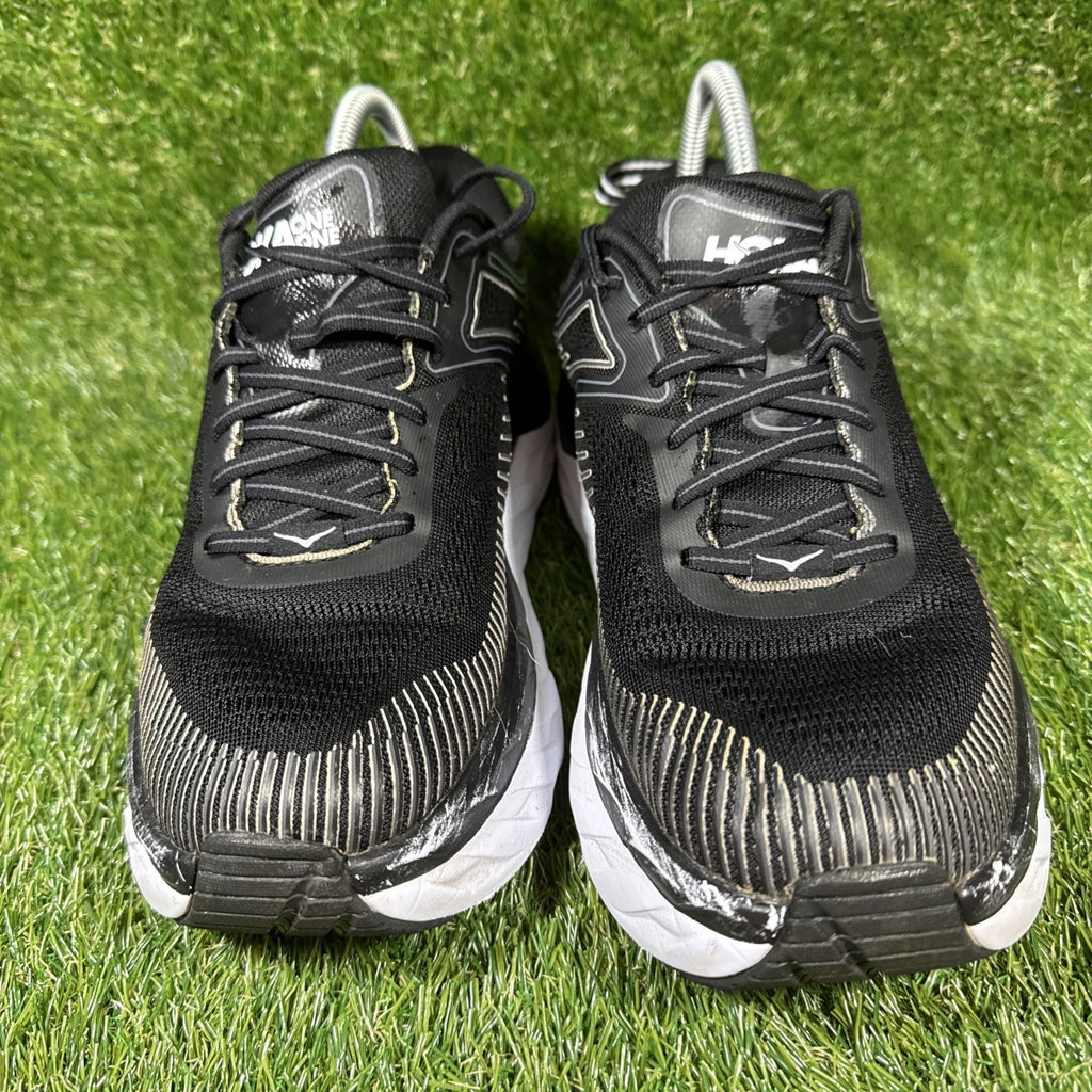 Hoka One One Bondi 7 Black Running Shoes Sneakers 10.5 Women 1110519 BWHT