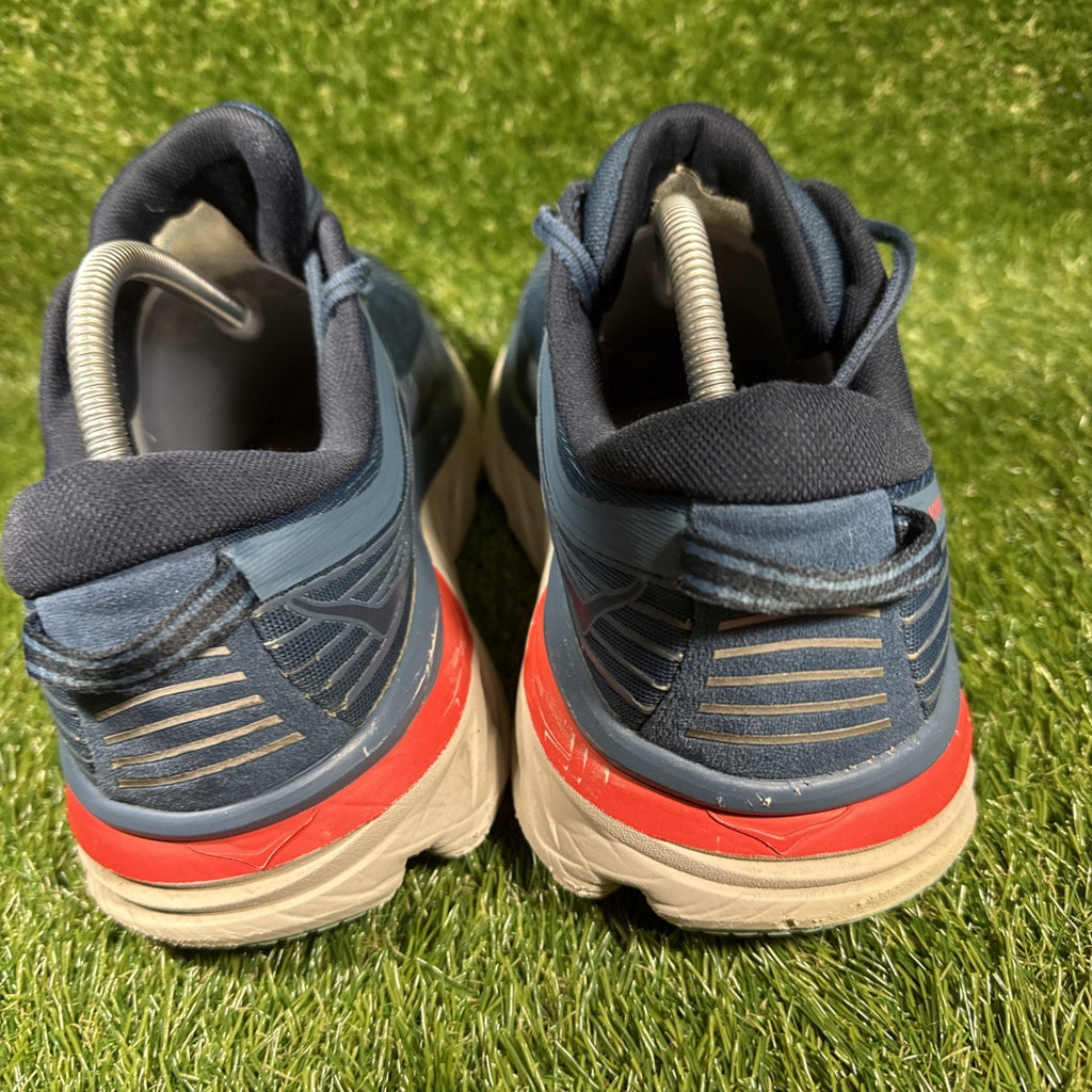 Hoka One One Bondi 7 Navy Blue Grey Mens Size 12 2E WIDE Running Athletic Shoes