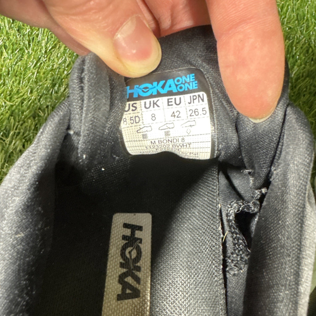 Hoka One One Bondi 8 Shoes Mens Size 8.5 Black Running Sneakers 1123202 BWHT