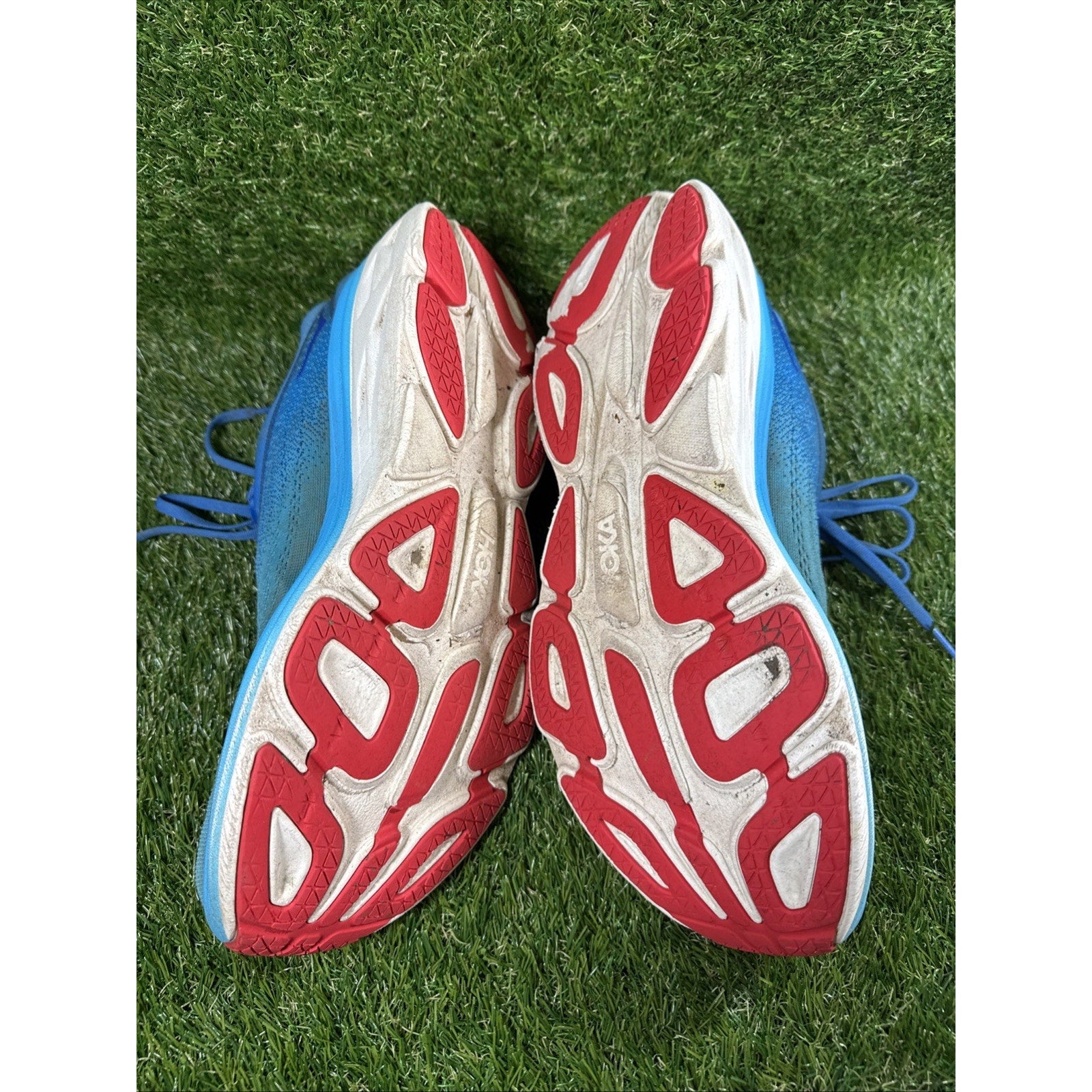 Hoka One One Trainers Size 12D Men's Blue Bondi 8 Walking Gym Running Shoes