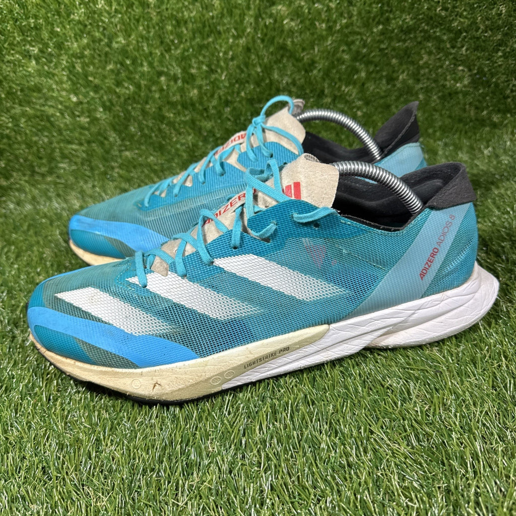 Adidas Adizero Adios 8, Men's Size 11 Medium, Lucid Cyan/White/Red