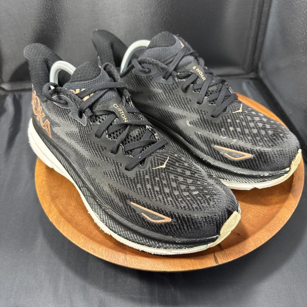 Size 11B W - Hoka One One Clifton 9 Black Rose Gold (Women's) - 1127896 BRGL