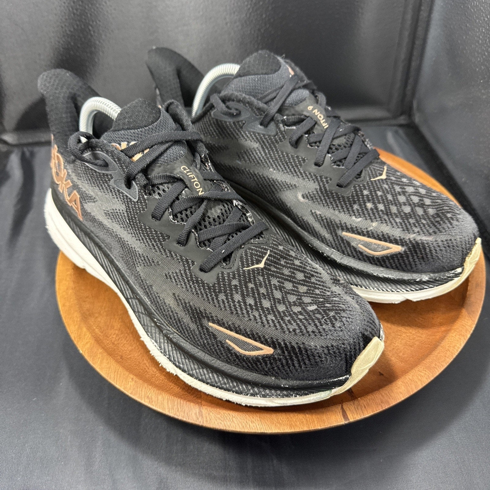 Size 11B W - Hoka One One Clifton 9 Black Rose Gold (Women's) - 1127896 BRGL