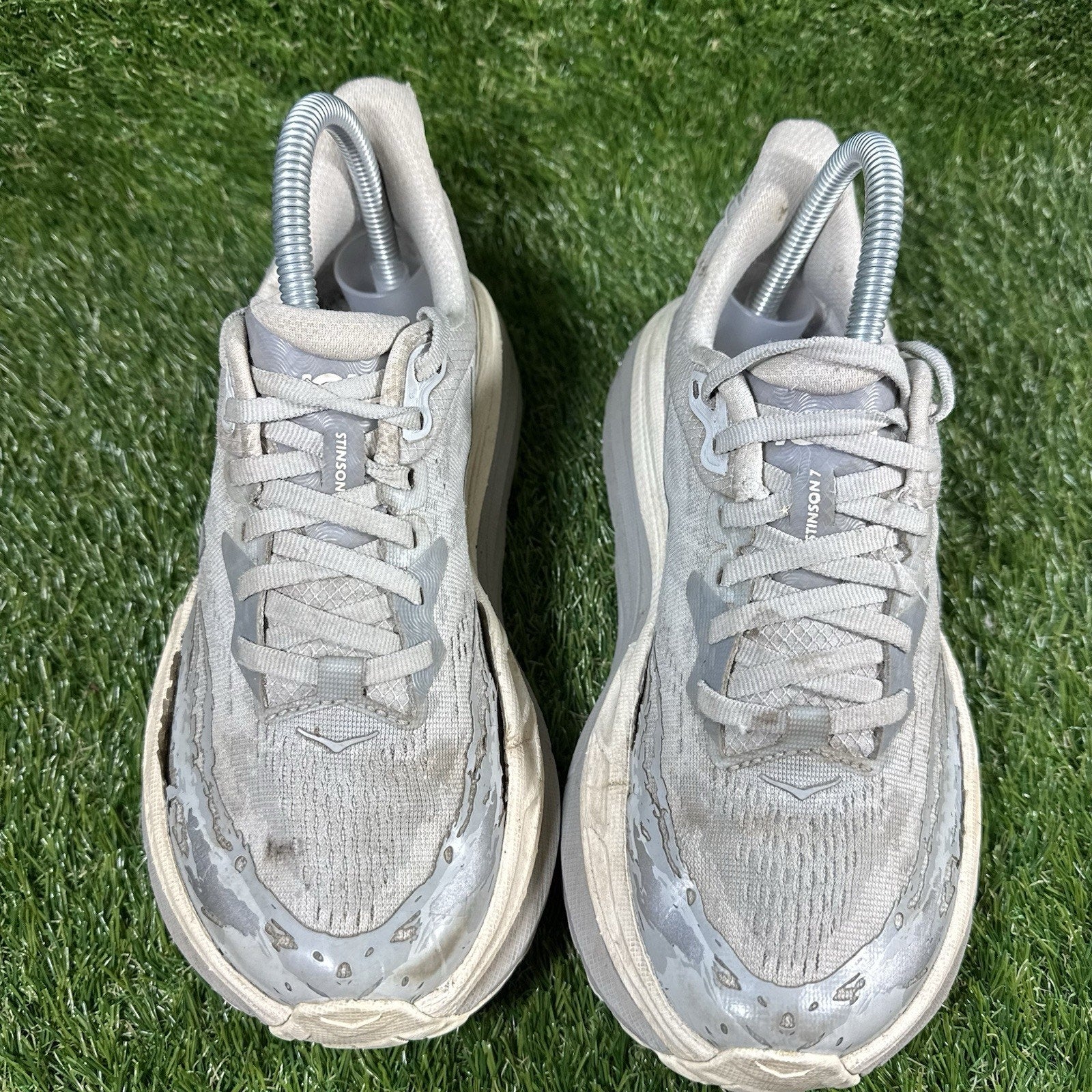 Hoka One One Women Size 6B Stinson 7 Trail Running Sneaker Grey/Silver/White