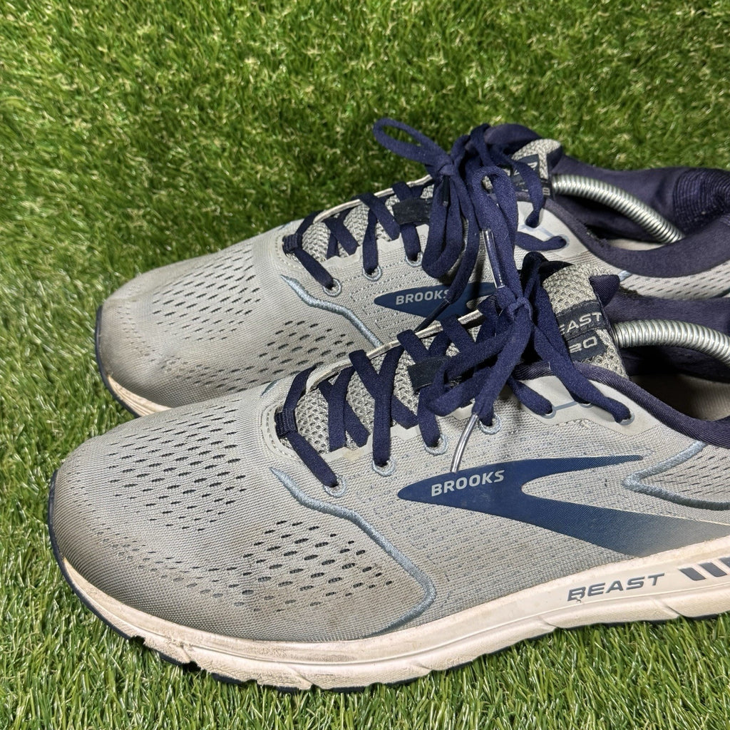 Brooks Beast 20 Running Shoes Mens 12.5 Blue Grey Peacoat Lace Up Workout Active