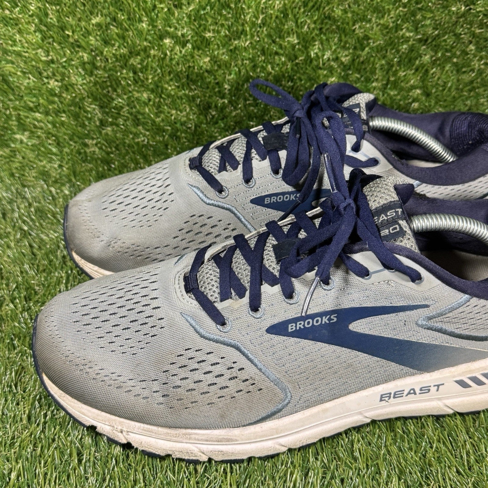 Brooks Beast 20 Running Shoes Mens 12.5 Blue Grey Peacoat Lace Up Workout Active