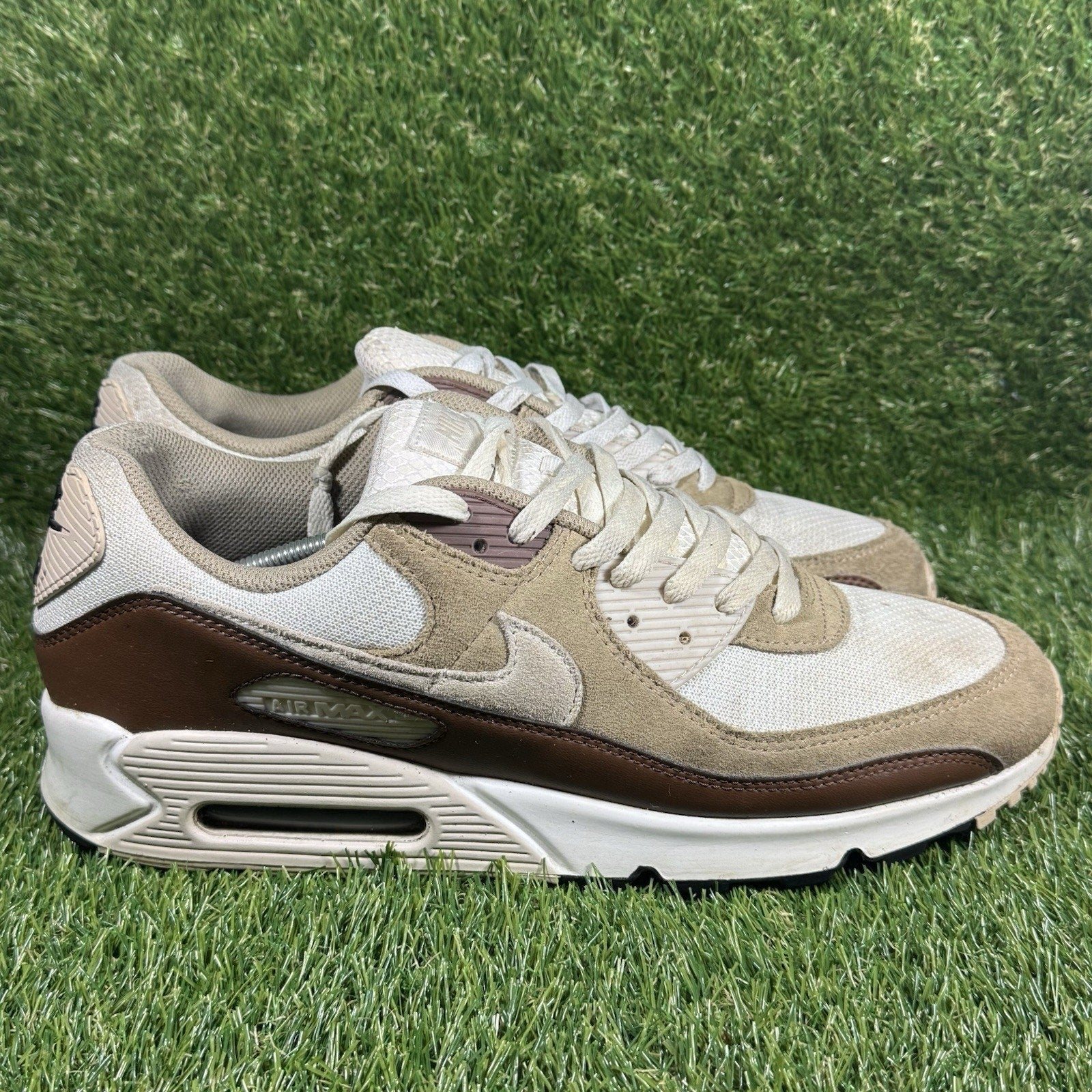 Nike Men's Air Max 90 Brown Suede Lace-Up Shoes Size 14