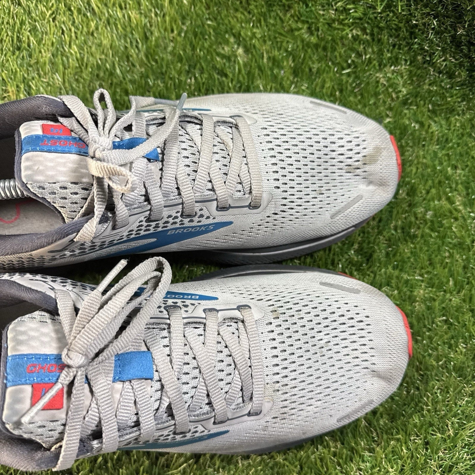 Brooks Ghost 14 Men Size 12.5 Gray Blue Gym Running Shoe Comfort Walking Sneaker