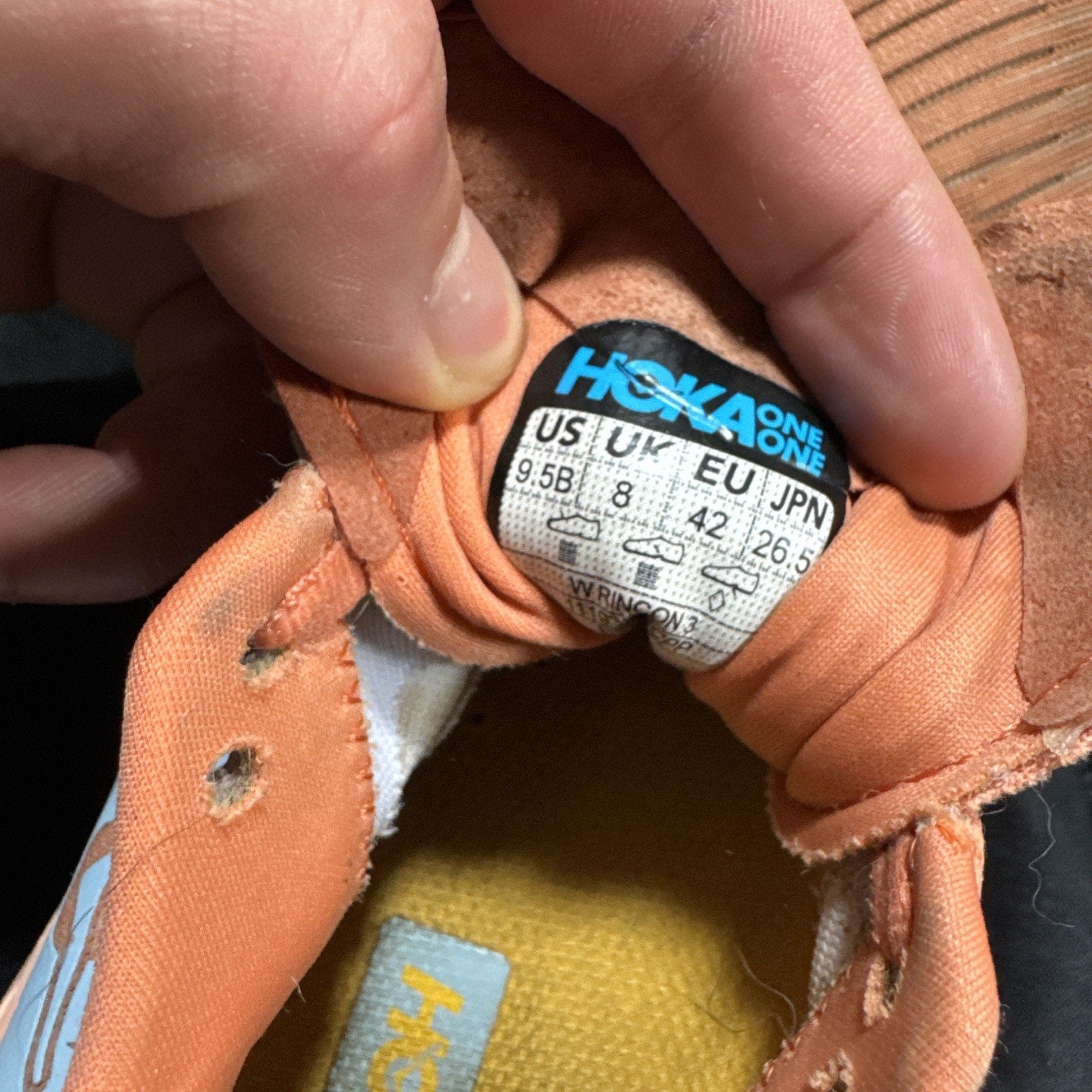 Hoka One One Rincon 3 Womens Sz 9.5 BShell Coral Peach Running Shoe 1119396 SCPP