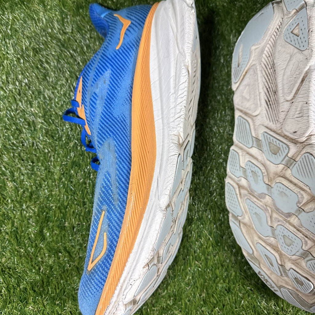 Hoka One One Clifton 9 Athletic Running Shoes Blue/Orange, Men's Size 16D