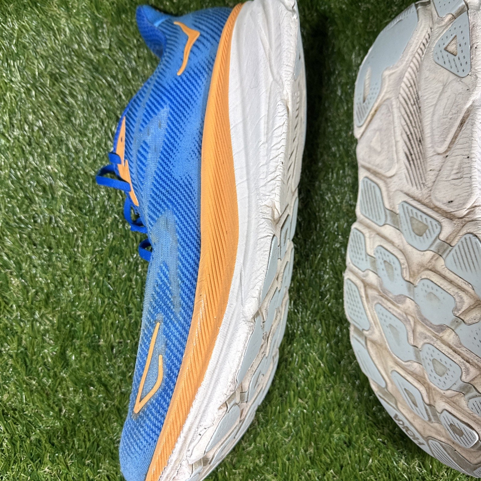 Hoka One One Clifton 9 Athletic Running Shoes Blue/Orange, Men's Size 16D