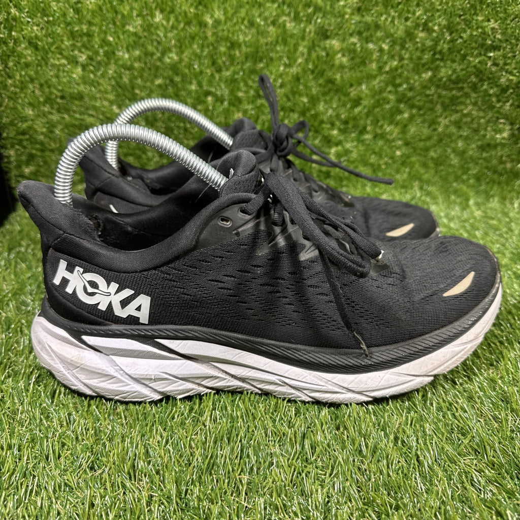 Hoka One One Clifton 8 Womens Size 10B Black White Running Sneakers Shoes