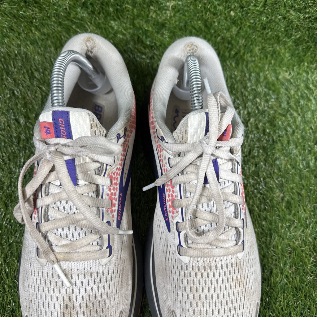 Brooks Womens Ghost 14 1203561B192 White Running Shoes Sneakers Size 9.5 B