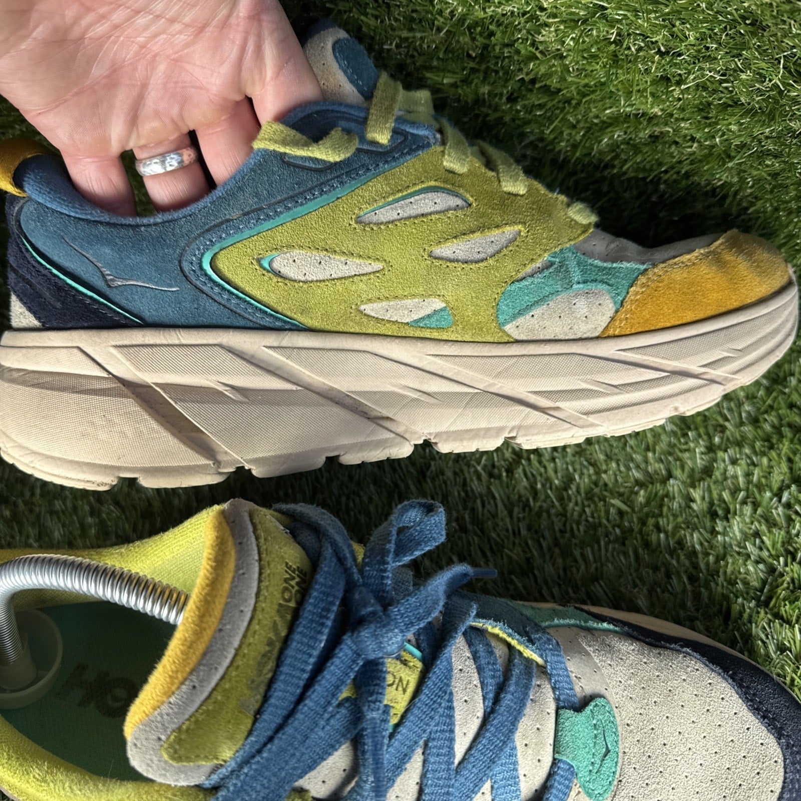 Hoka One One Clifton 11 W / 10 Men Suede Multicolor Men's Athletic Sneakers 1