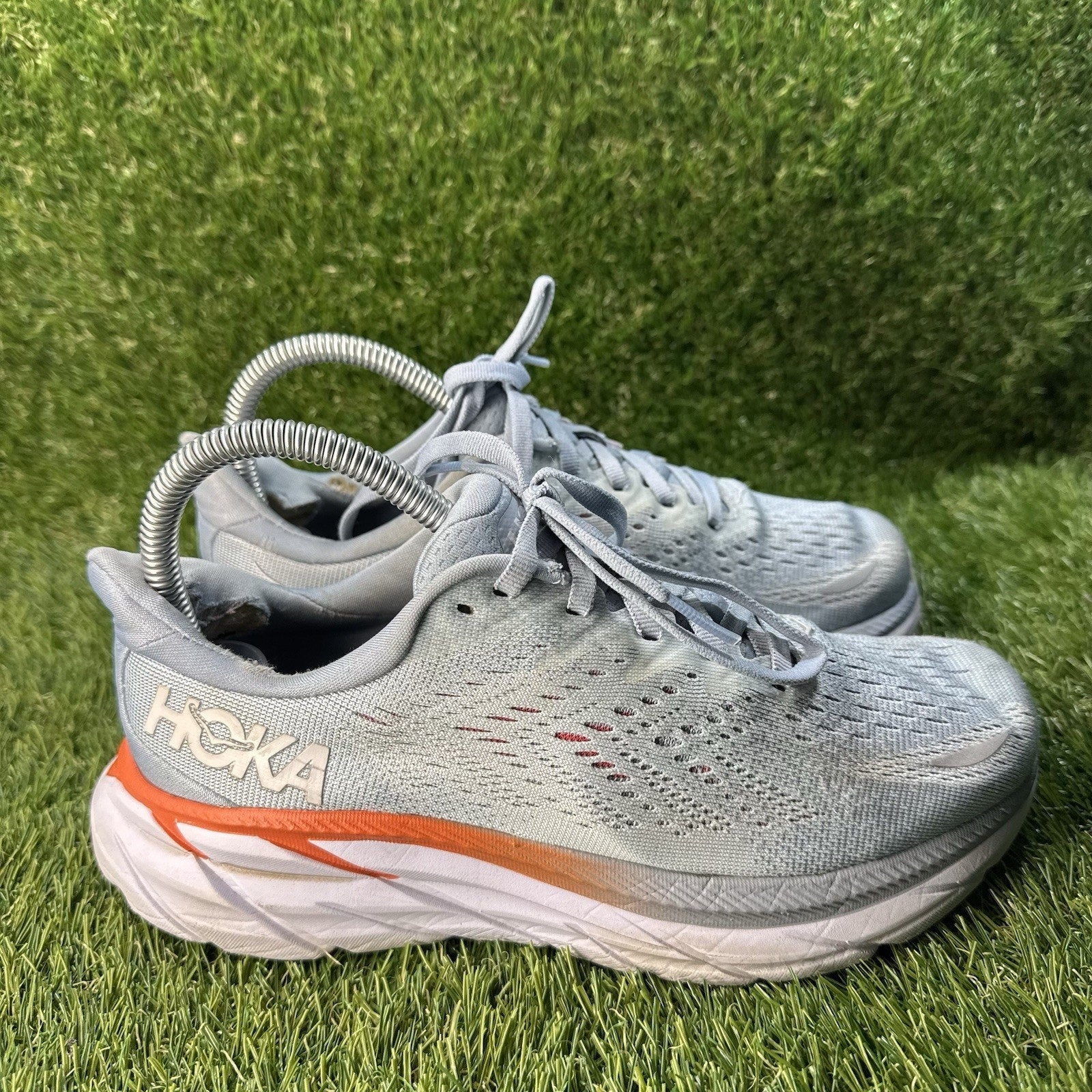 Hoka One One Clifton 8 Womens Size 6D Blue White Athletic Running Shoes Sneakers