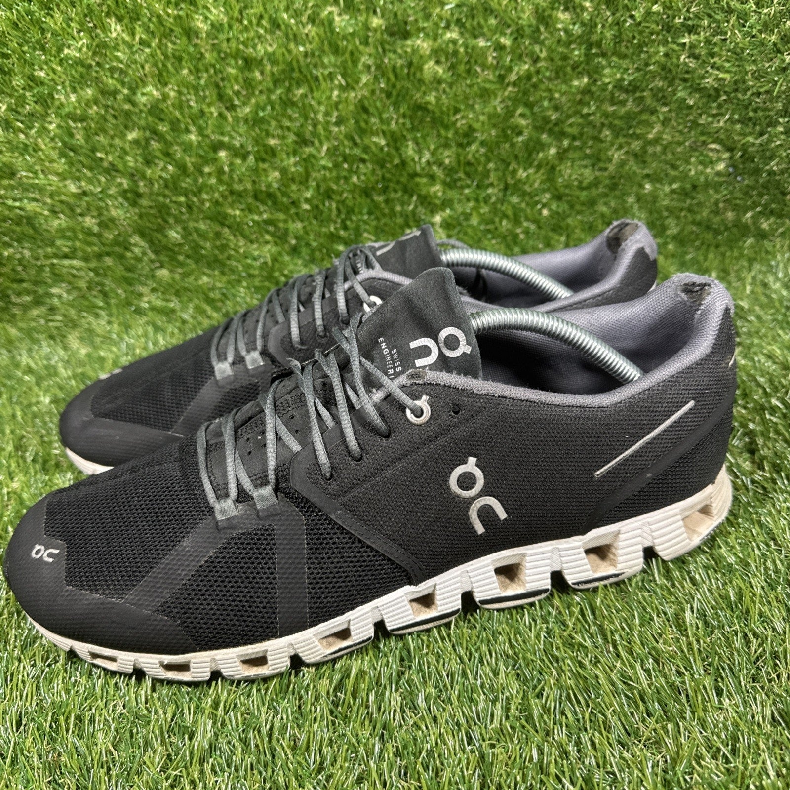 On Cloud 5 Black White Athletic Running Shoes Sneakers Mens 12 US