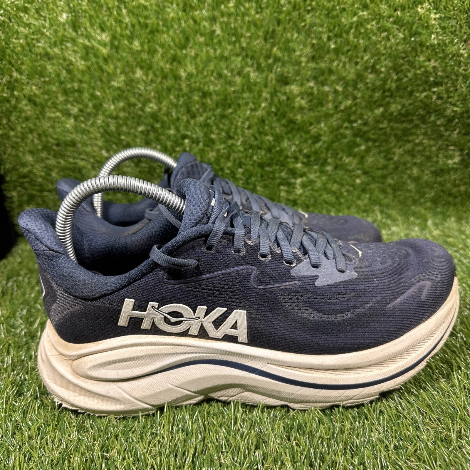 Hoka One One Trainers Mens Size US 7.5 Clifton 10 Navy White Road Running Shoes