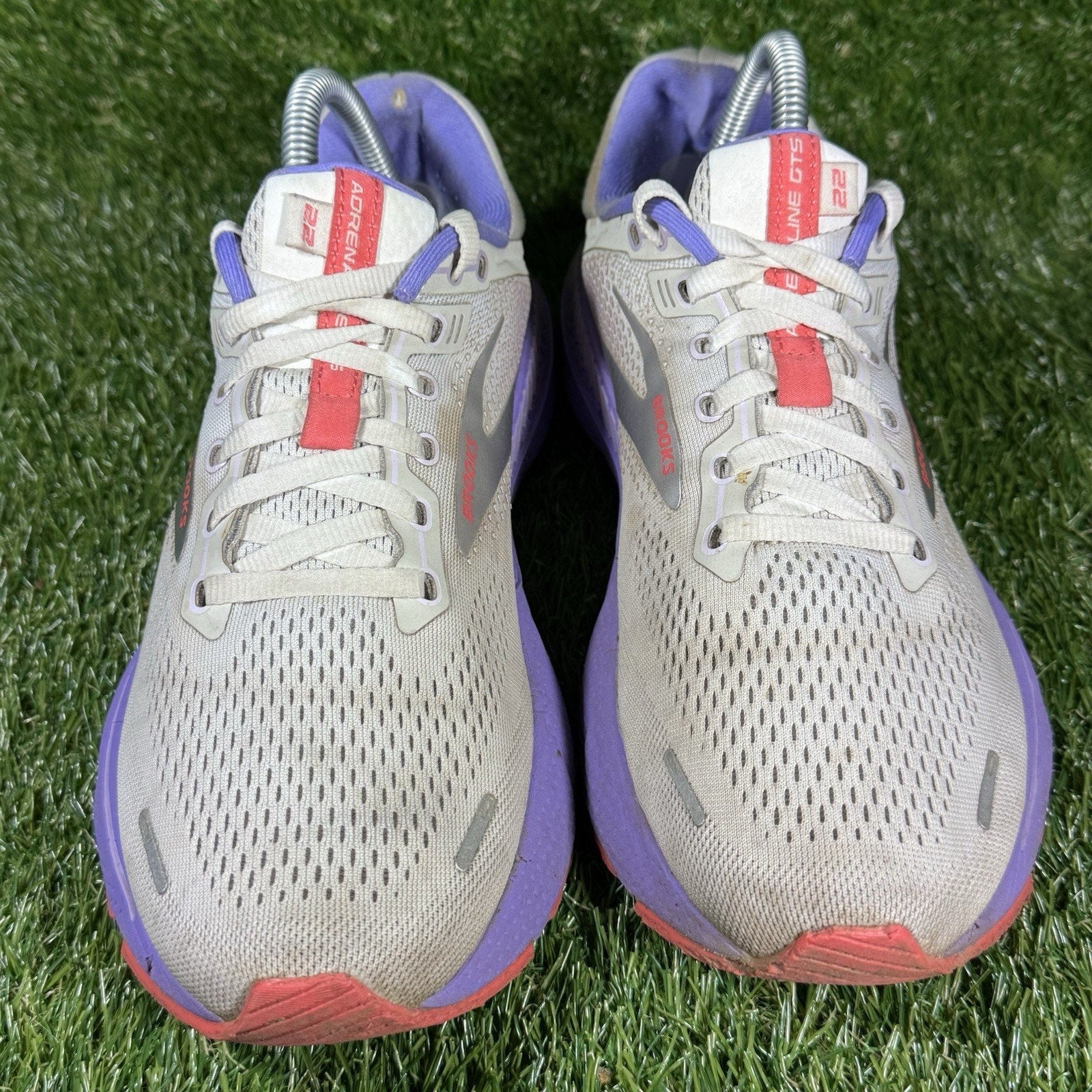 Brooks Adrenaline GTS 22 Running Shoes Women White Purple Athletic Sneakers 10
