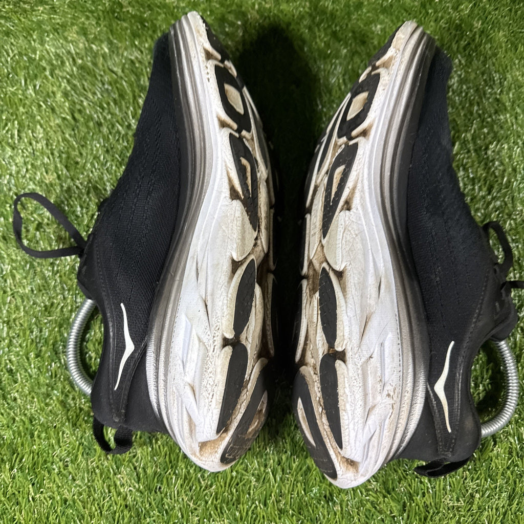 Hoka One One Bondi 8 Shoes Mens Size 8.5 Black Running Sneakers 1123202 BWHT