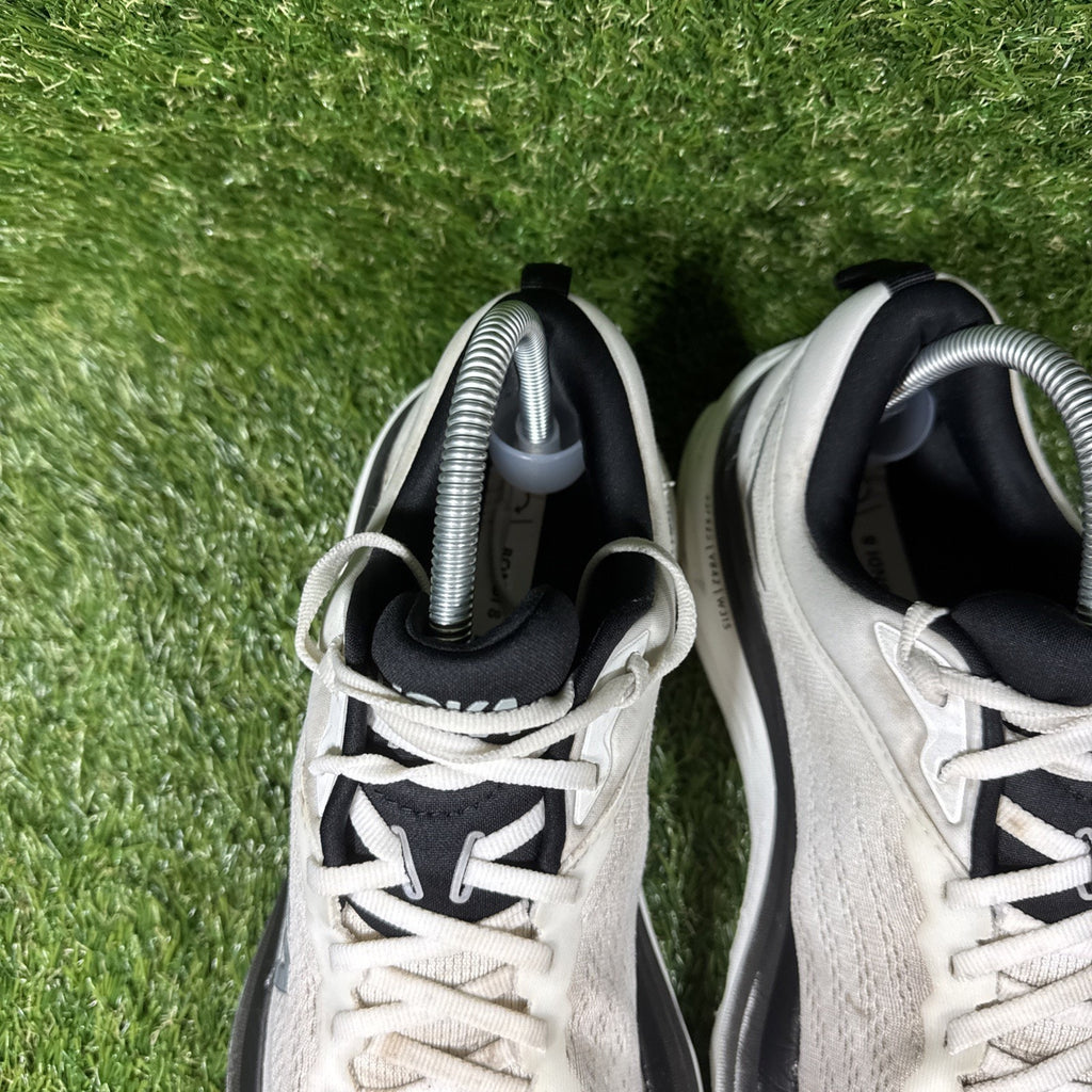 Hoka Bondi 8 Men’s Size 9.5 White Black Gray Running athletic Gym Shoes Trainer