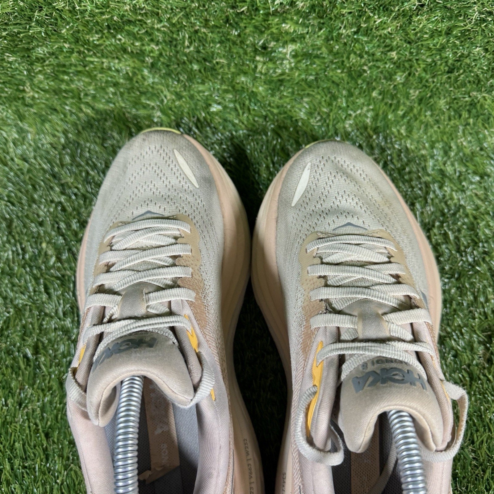 Hoka One One Womens Bondi 8 1127952 CMV Beige Running Shoes Sneakers Size 8.5 B