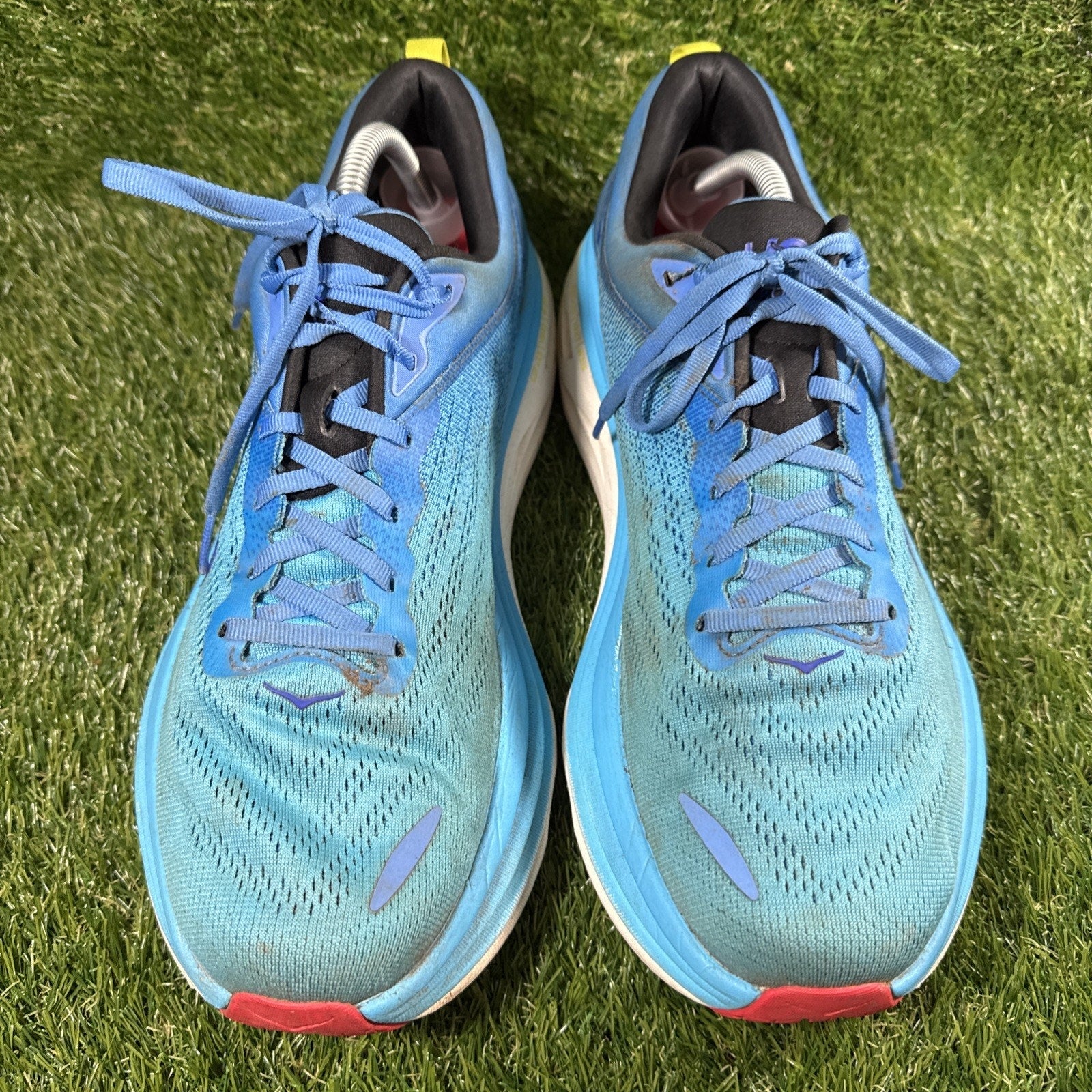 Hoka One One Trainers Size 12D Men's Blue Bondi 8 Walking Gym Running Shoes