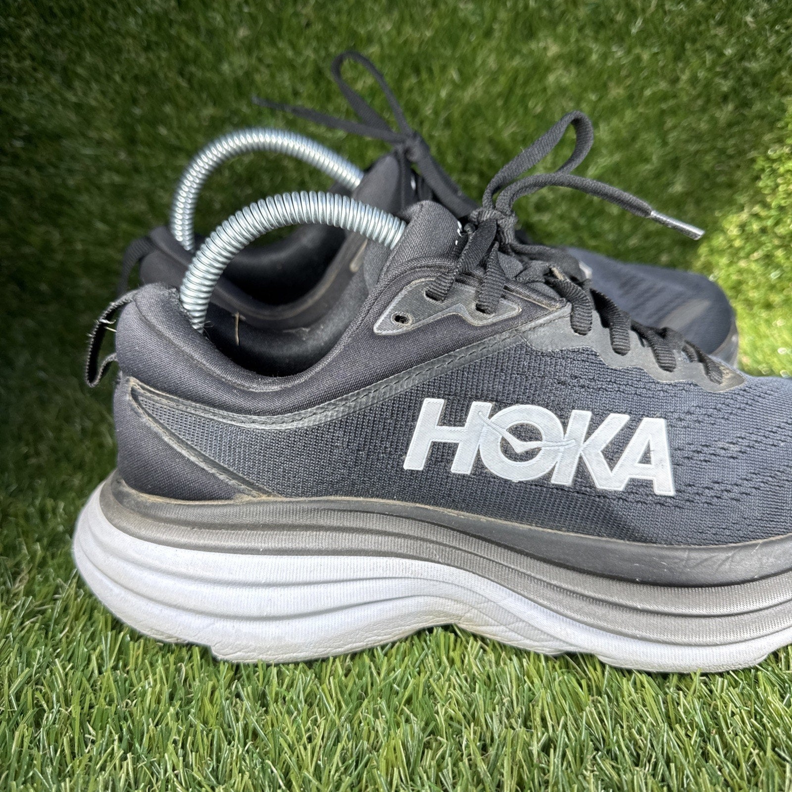 Hoka Bondi 8 1127954-BWHT Sneakers Womens 8.5D Black Athletic Road Running Shoes