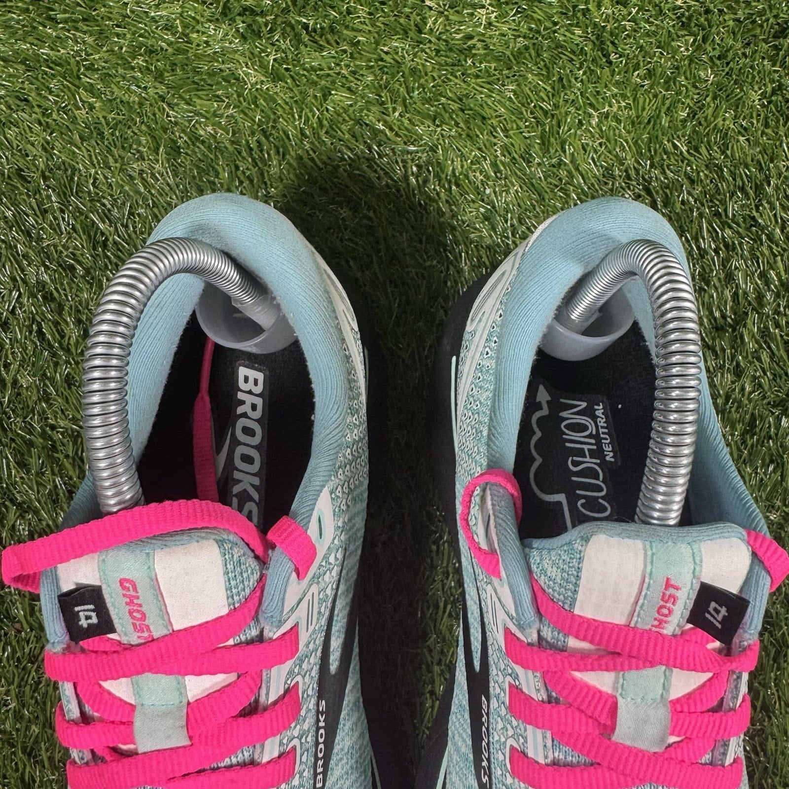 Brooks Ghost 14 Womens Running Shoes Teal Pink Black 1203561B141 Size 8B