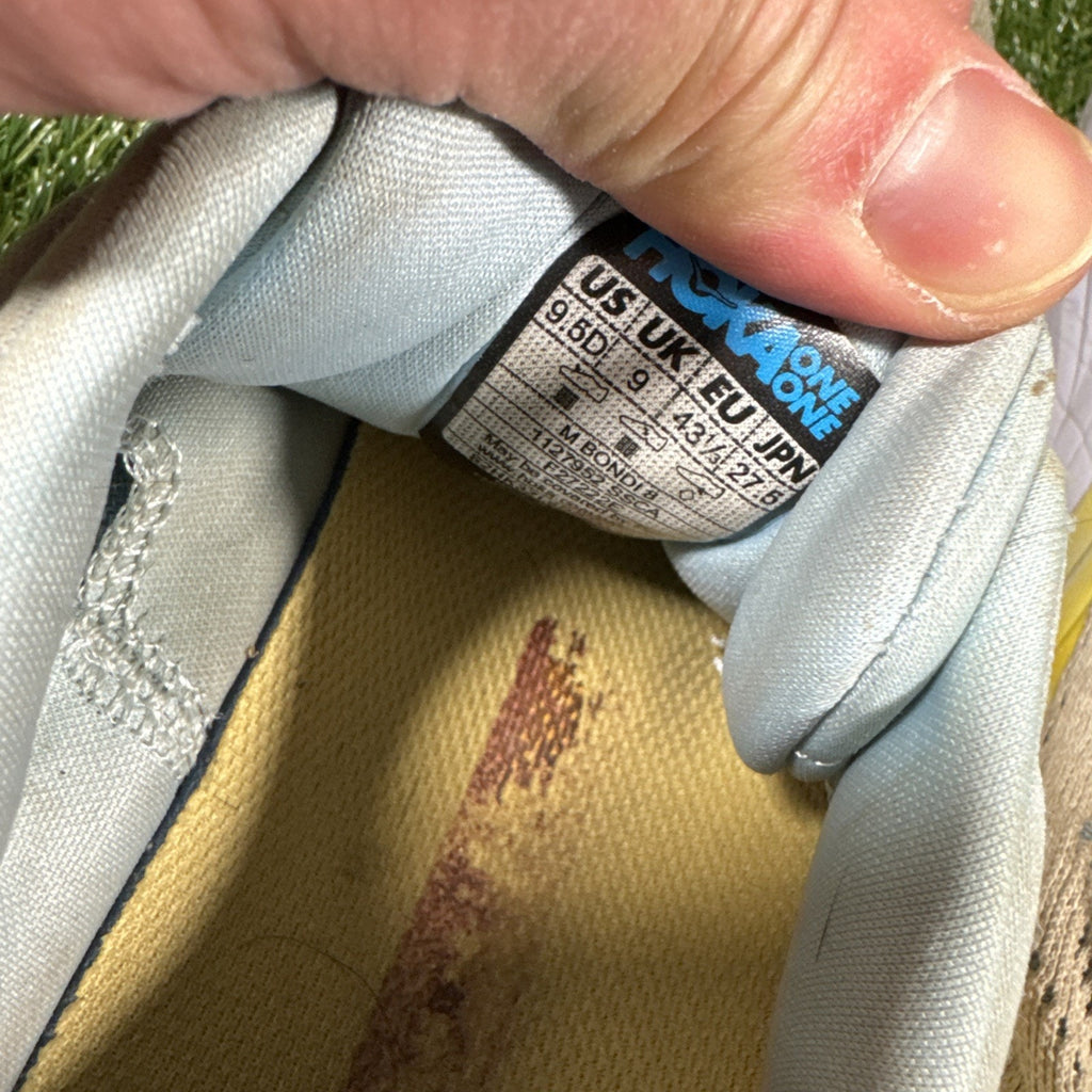 Hoka One One Bondi 8 Womens Size 9.5D Blue Yellow Walking Running Shoes Sneakers