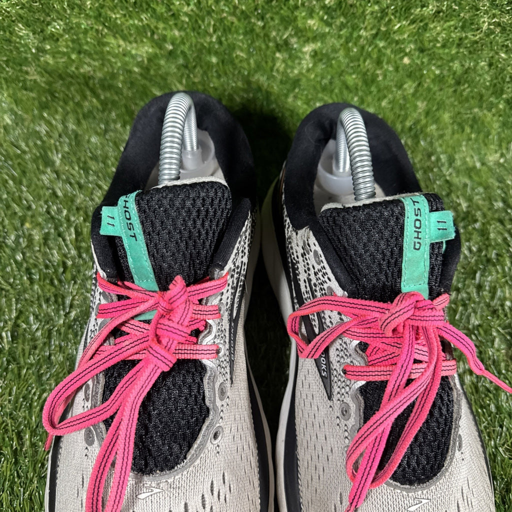 Brooks Ghost 11 Shoes Womens Size 10.5B Gray Pink Running Athletic Sneakers