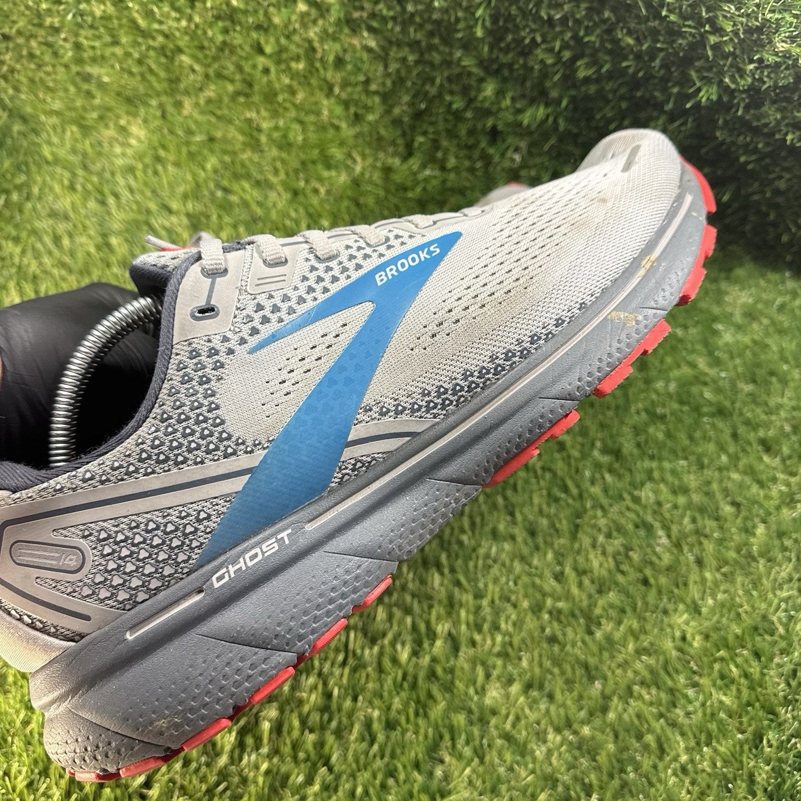 Brooks Ghost 14 Men Size 12.5 Gray Blue Gym Running Shoe Comfort Walking Sneaker