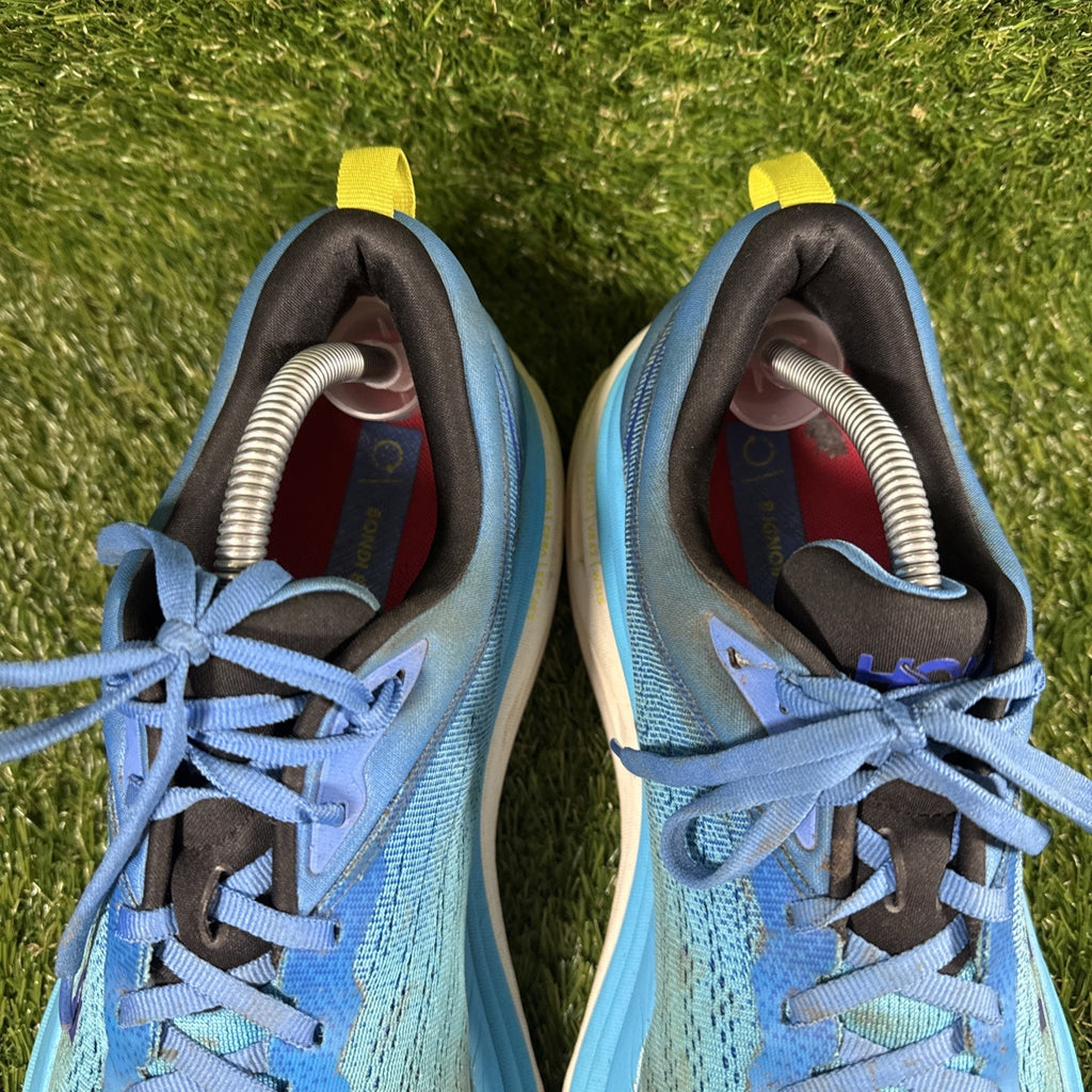 Hoka One One Trainers Size 12D Men's Blue Bondi 8 Walking Gym Running Shoes