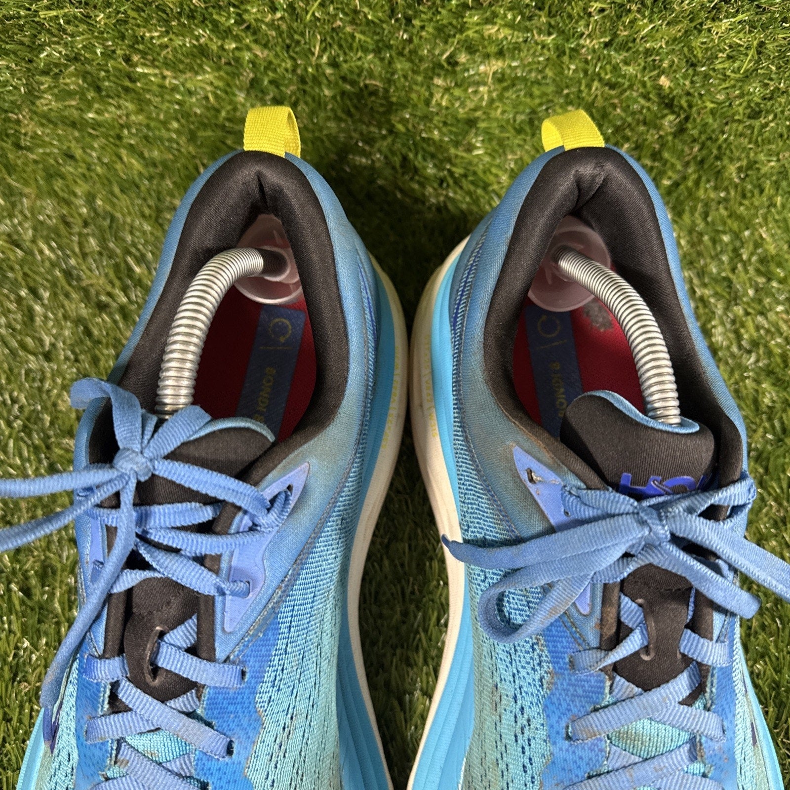 Hoka One One Trainers Size 12D Men's Blue Bondi 8 Walking Gym Running Shoes