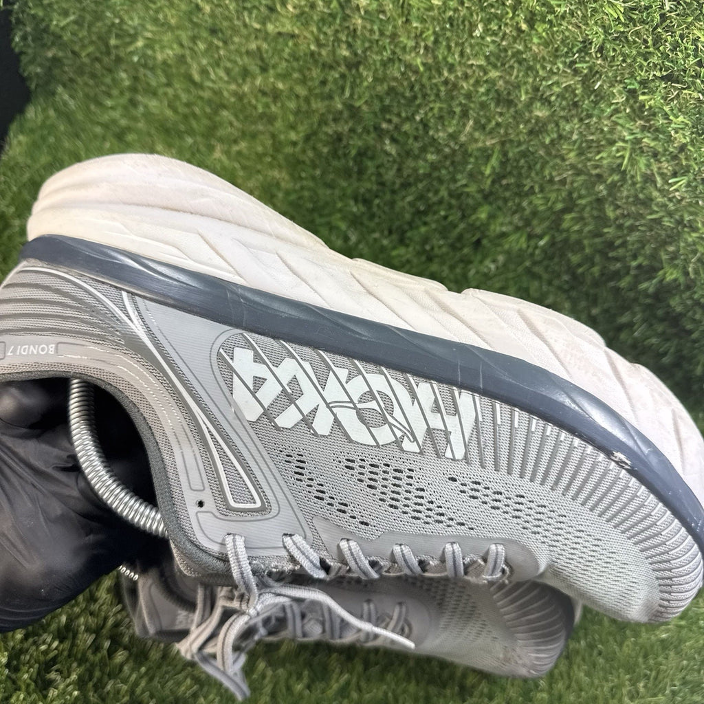 Hoka One One Bondi 7 Men's Size 12 Running Shoes Gray Sneakers Atheistic